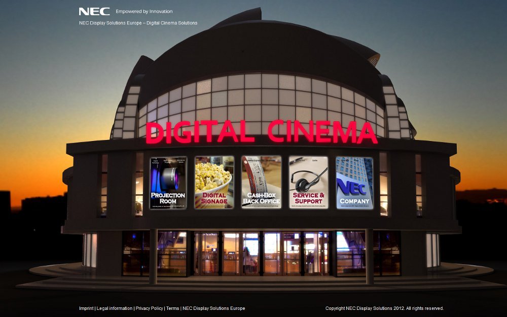 NEC Digital Cinema Lösungen mit eigener Microsite