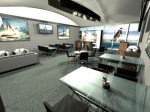 Blick in die Hospitality Lounge des Americas Cup 2013 (Foto. Americascup.com)