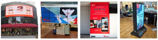 Digital Signage at London Westfield Stratford Mall - Image Gallery Network (Please click on images to see the gallery)