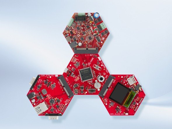 HMI mit OLED-Display: Hexagon Development Kit von Infineon (Foto: Rutronik)