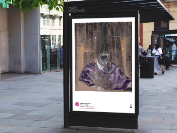 Francis Bacon out of Hoee: Bacons "Head VI" an einer britischen Bushaltestelle (Foto: Art Everywhere)