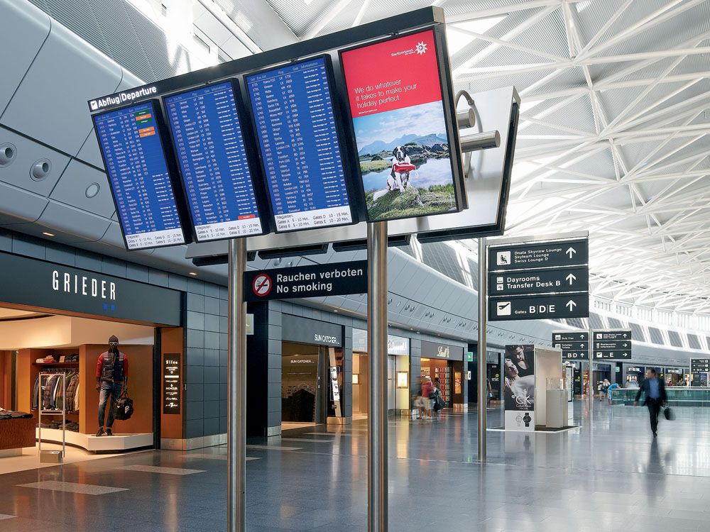 Airport Zürich: NEC-Displays am Flughafen in Kloten (Foto: NEC)