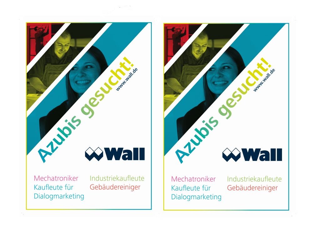 Für die Wall-Aktion Azubis gesucht setzte man auf Plakate an CLP-Standorten im Großraum Berlin (Grafik: Wall AG)