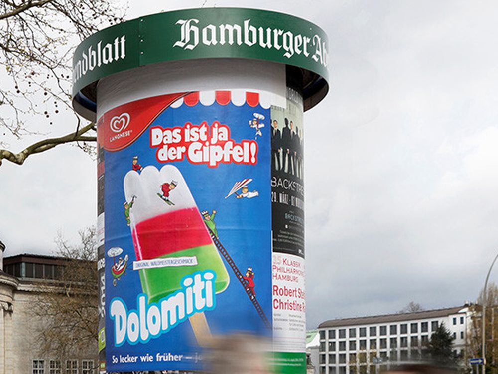 Dolomiti-Plakat in Norddeutschland (Foto: Ströer)