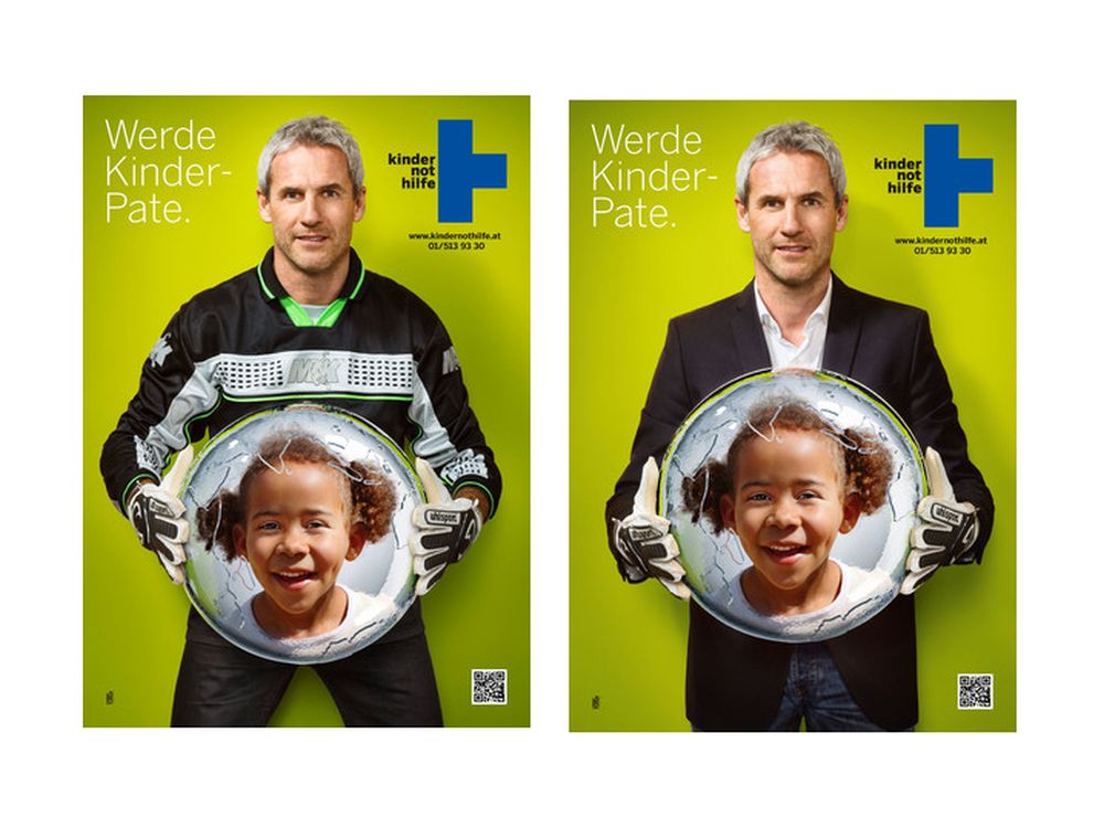 Kindernothilfe Österreich: Plakate mit Michael Konsel zur WM 2014 (Fotos: Kindernothilfe Österreich)