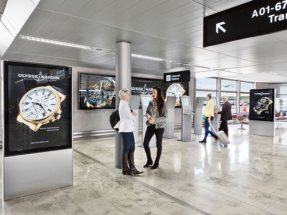 Besonders wirksam: moderne Werbemedien am Airport (Foto: Flughafen Zürich)