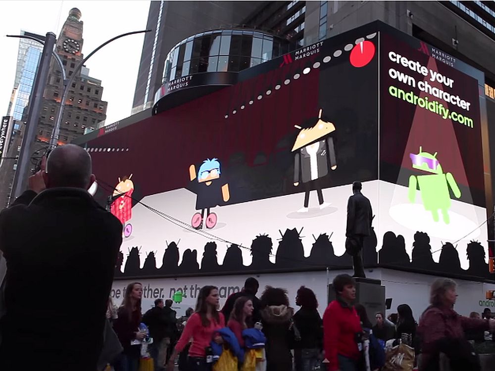 Google Androidify DooH-Kampagne in New York (Screenshot: invidis.de)