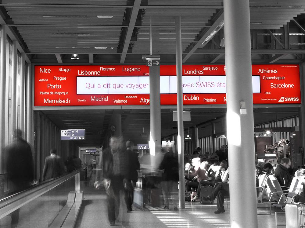 Airportwerbung am Flughafen Genf - No Advertising hält dort seit Sommer alle Werberechte (Foto: JCDecaux SA)
