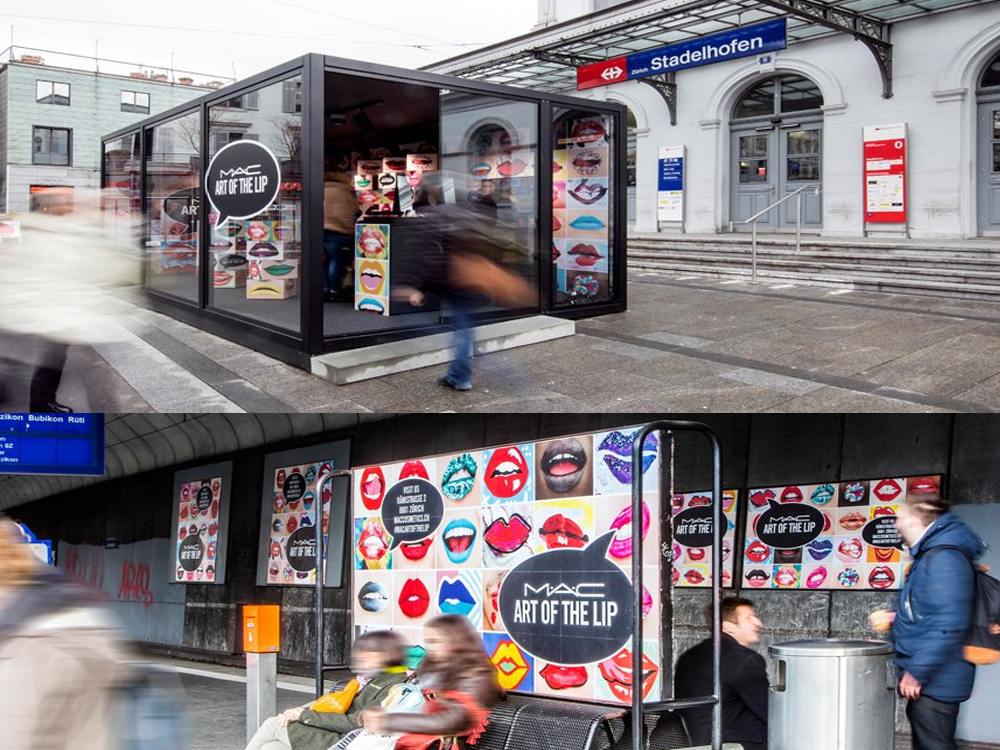 Digitale und analoge Werbeformen wurden genutzt - Glas-Cube und Plakate in Stadelhofen (Fotos: APG|SGA)