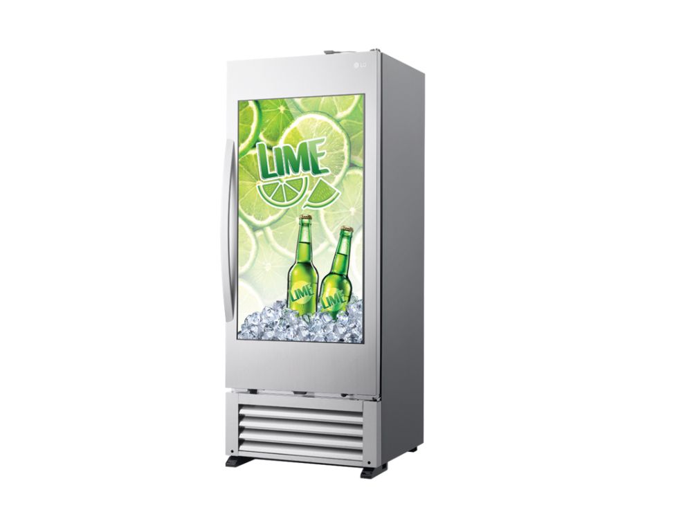 Transparenter Screen bietet Möglichkeiten zur Kundenansprache, Cooler kühlt die Getränke (Foto: LG)