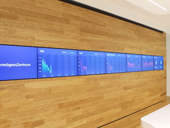 Digital Signage System beim VZ Vermögenszentrum (Foto: Littlebit Technology)
