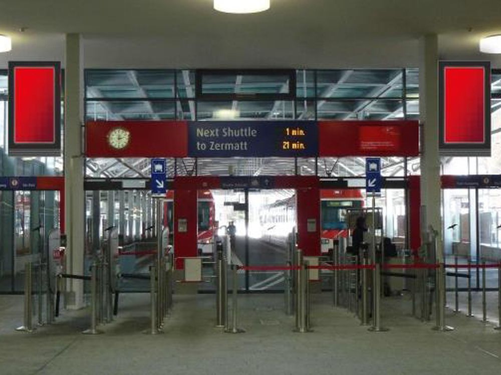 Geplante Screens am Terminal Täsch (Foto/ Rendering: APG|SGA)