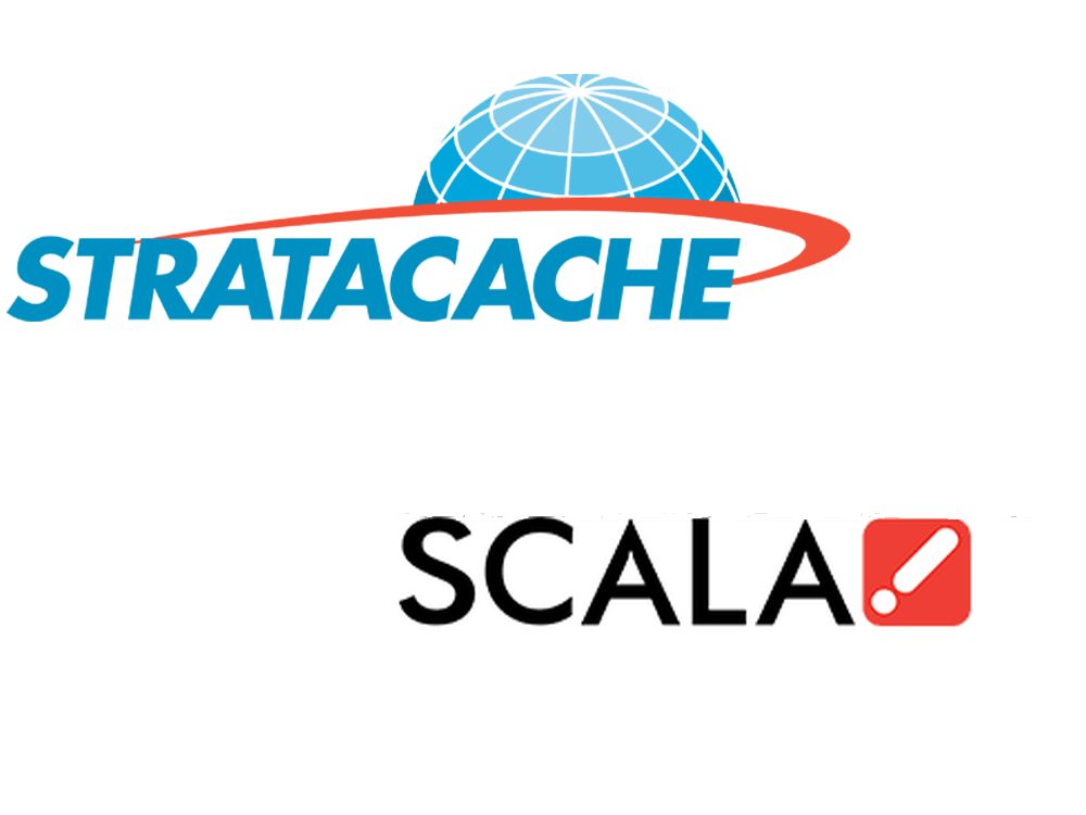 Seit Mitte August 2016 gehört Scala zu Stratacache (Grafik: invidis; Logos: Stratacache, Scala)