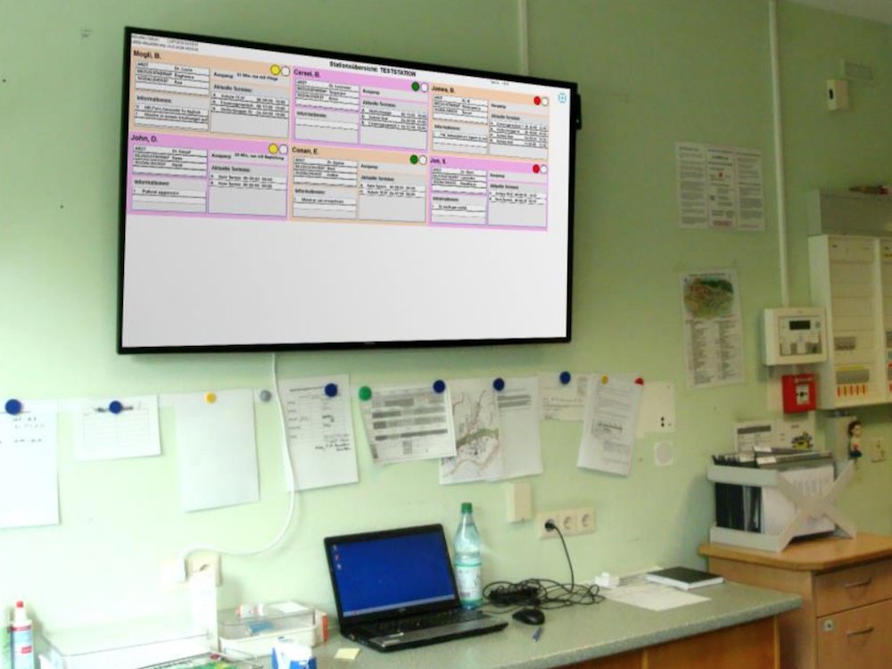 Am Pfalzklinikum ersetzen Screens die bislang analogen Whiteboards in den Stationszimmern (Foto: mirabyte)