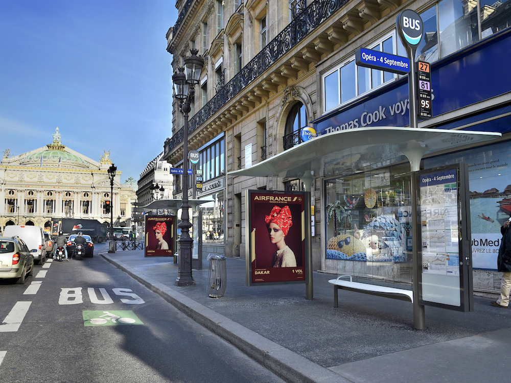 Wartehäuschen in Paris – hier ein 2015 gelaunchtes Modell von Designer Marc Aurel (Foto: JCDecaux)