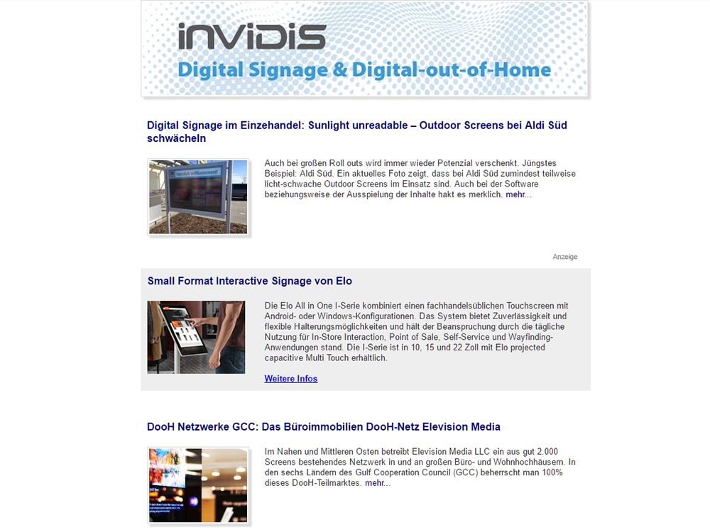 invidis Newsletter ab sofort mit neuen Funktionen