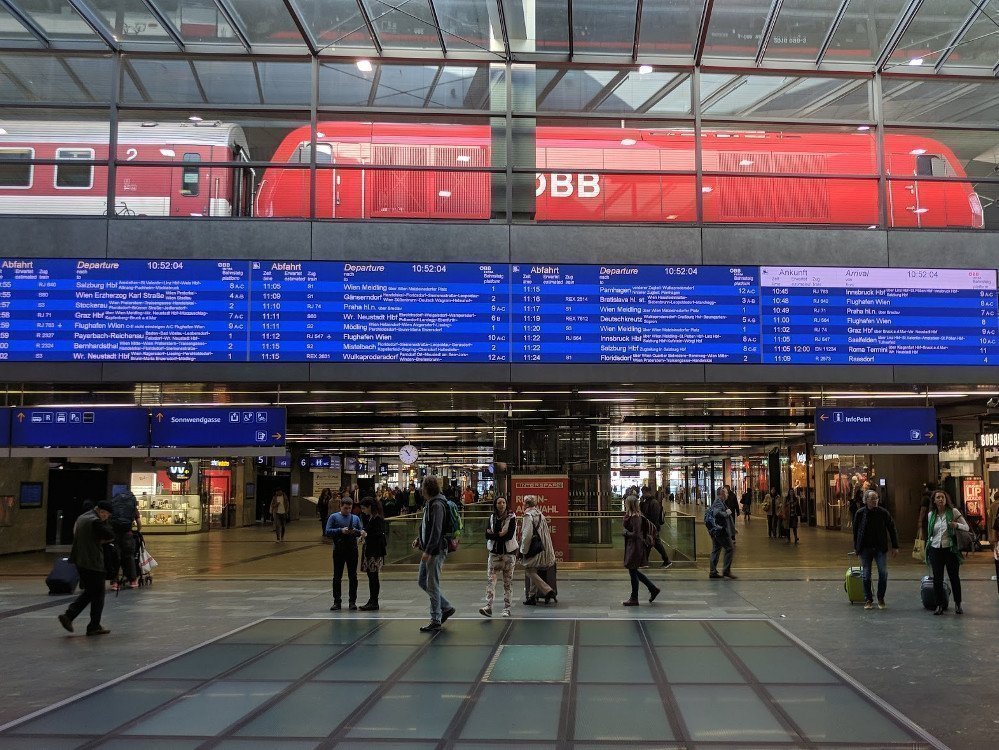 Abfahrtstafel Wien Hauptbahnhof (Foto: invidis)