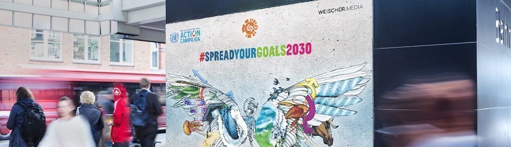Mit dem Motiv "Spread Your Goals" wird für die Nachhaltigkeitsziele der UN geworben (Foto: Weischer.Media)