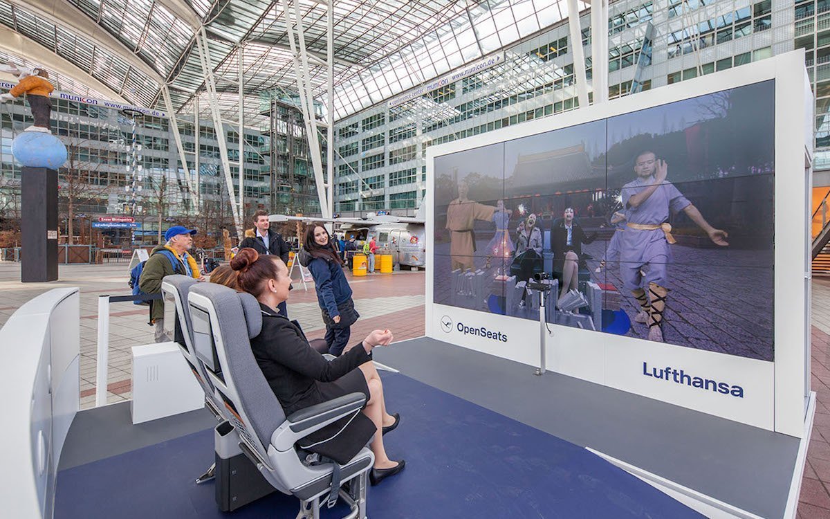 Airportwerbung in MUC – hier eine temporäre digitale Sonderumsetzung für die Lufthansa (Foto: Flughafen München GmbH)
