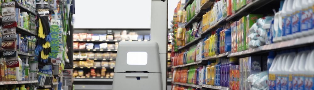 Bossa Nova-Roboter beim Regal-Scan in einem Supermarkt (Foto: LG)