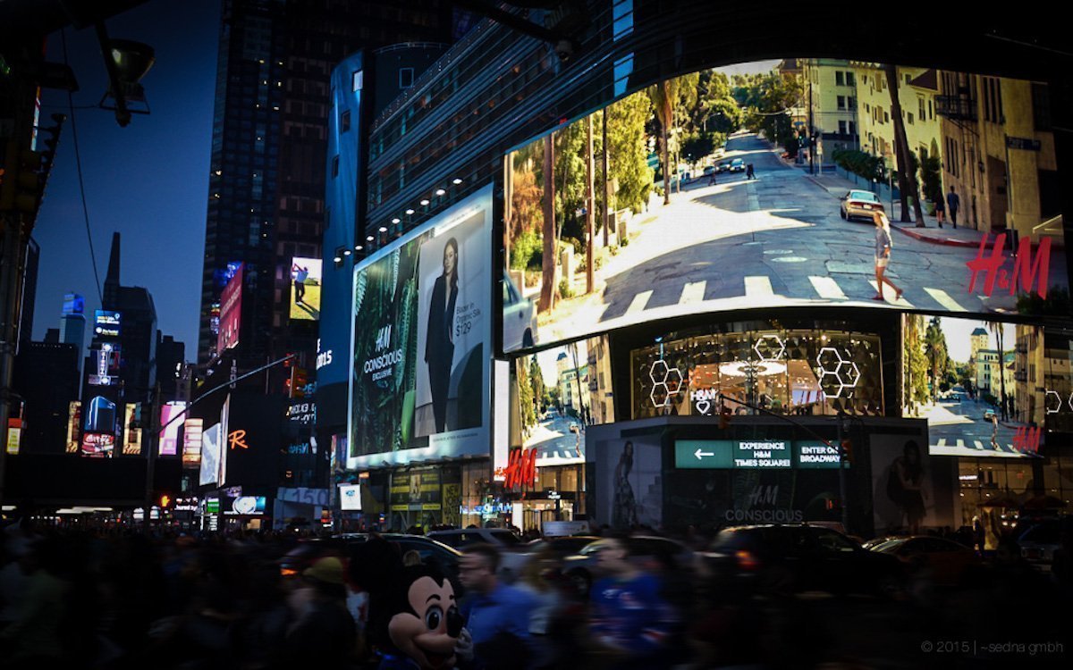 LED Boards am und rund um den Time Square – etwa die Hälfte von ihnen laufen mit der Lösung von Sedna (Foto: Sedna)