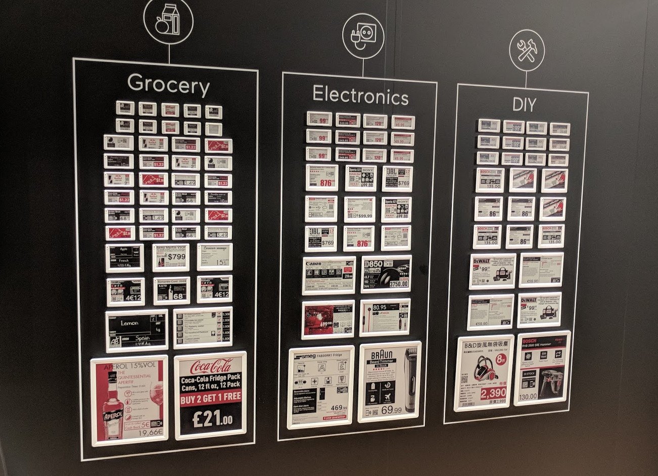 ESL are available in various sizes - Imagotag booth at EuroCIS 2018 (Photo: invidis)