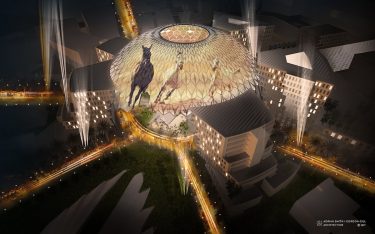 Insgesamt 250 Projektoren werden die Kuppel des Al Wasl Plaza in Szene setzen (Foto / Rendering: Adrian Smith + Gordon Gill Architecture)