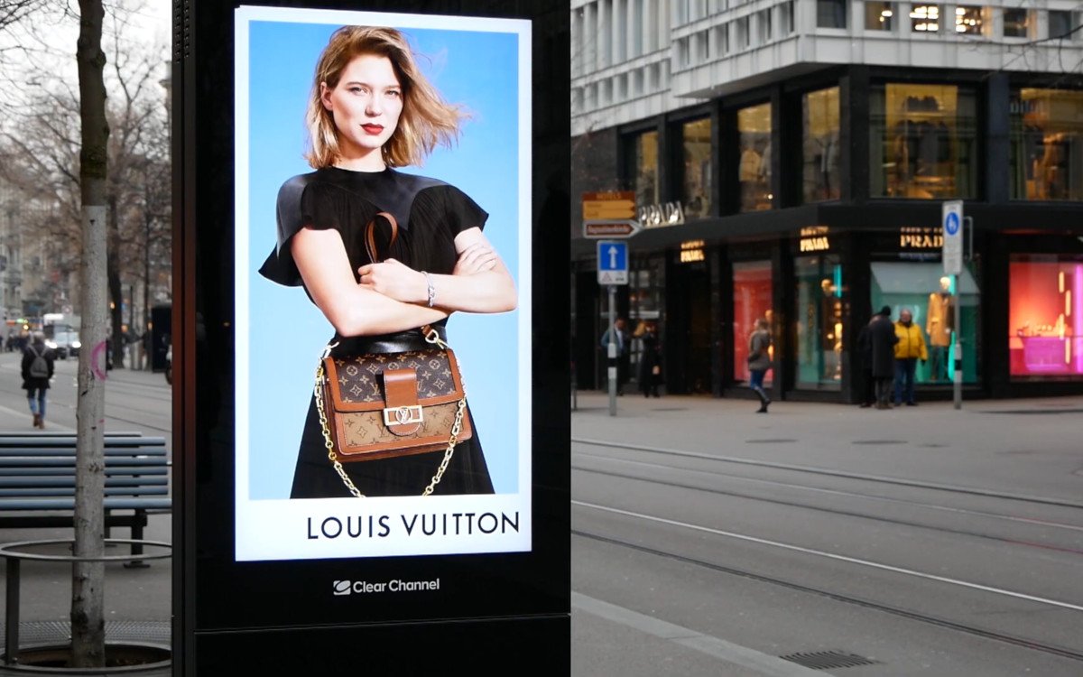 LVMH-Kampagne auf der Bahnhofsstraße in Zürich (Foto: Screenshot)