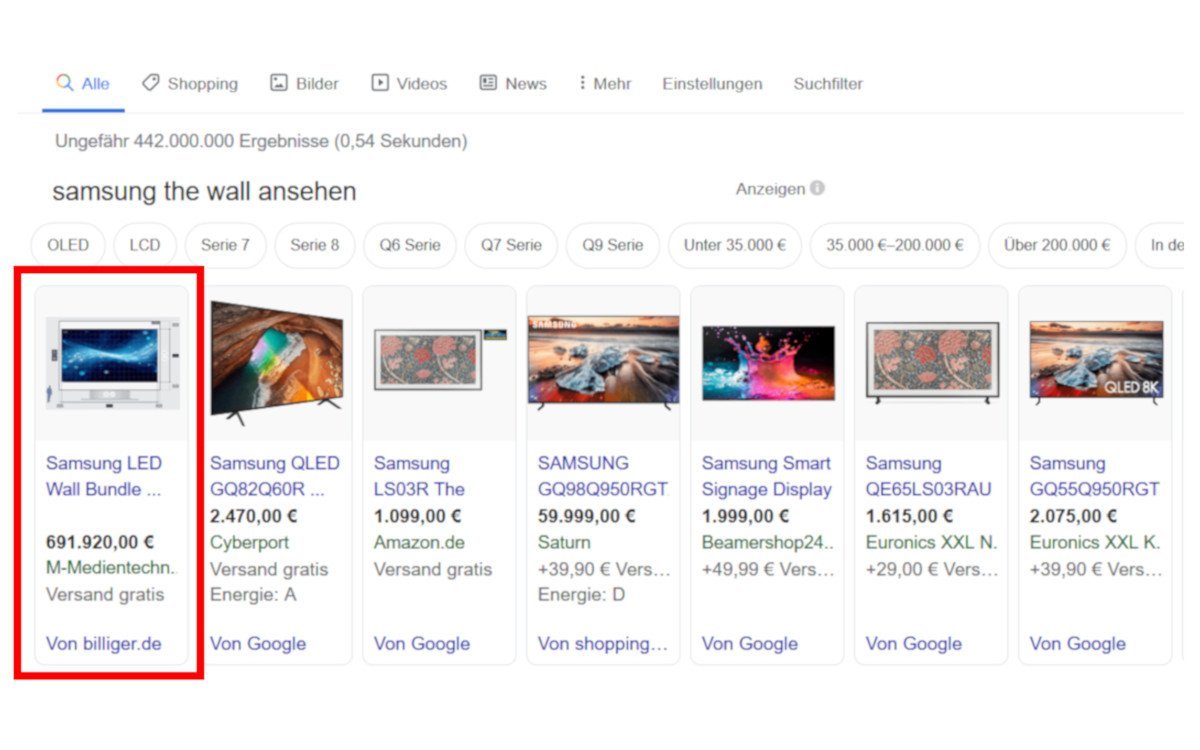 Billiger gehts schon - Samsung The Wall (Screenshot)