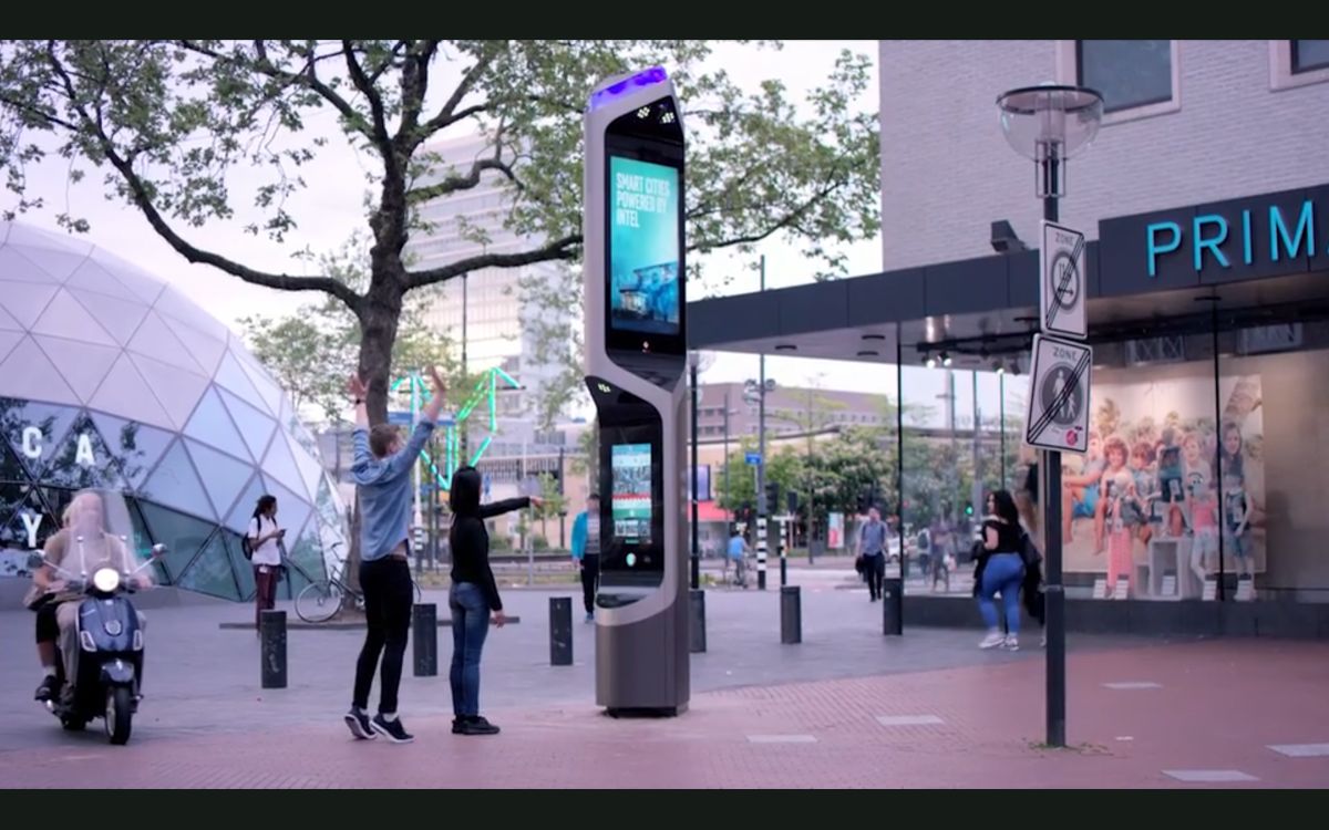 Die CityBeacons des gleichnamigen Entwicklers bieten smarte Funktionen und Intels IoT-Technologie, um Städte in eine smarte Zukunft zu führen (Foto: Screenshot Intel)