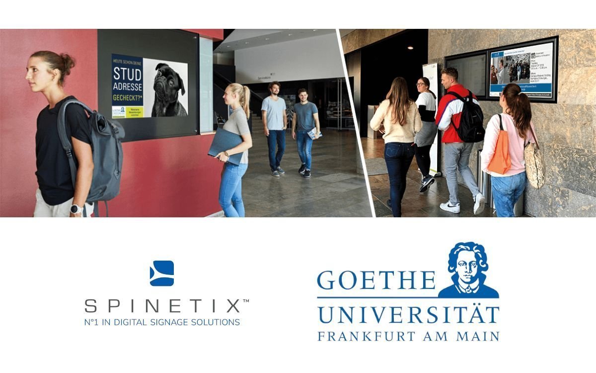 SpinetiX lieferte für die Goethe Universität Frankfurt neue Digital Signage Mediaplayer und ein CMS (Foto: SpinetiX)