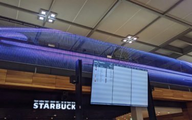 FIDS-Displays und Mercedes LED in der Check-in Halle (Foto: invidis)