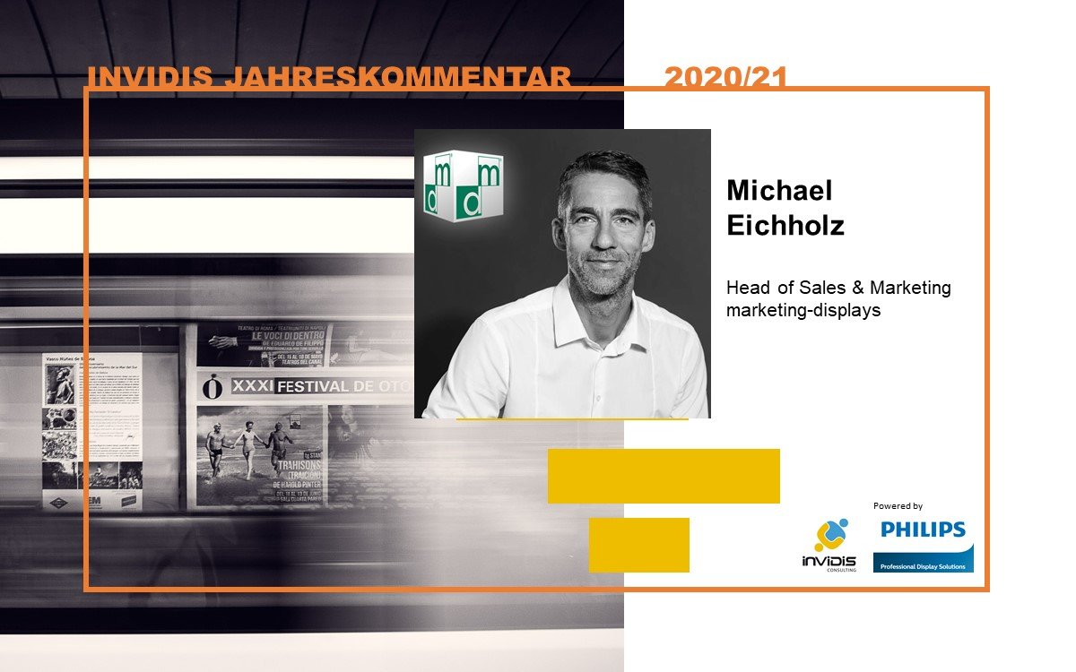 Michael Eichholz, Head of Sales & Marketing bei marketing-displays, im invidis Jahreskommentar 2020|2021 (Foto: marketing-displays)
