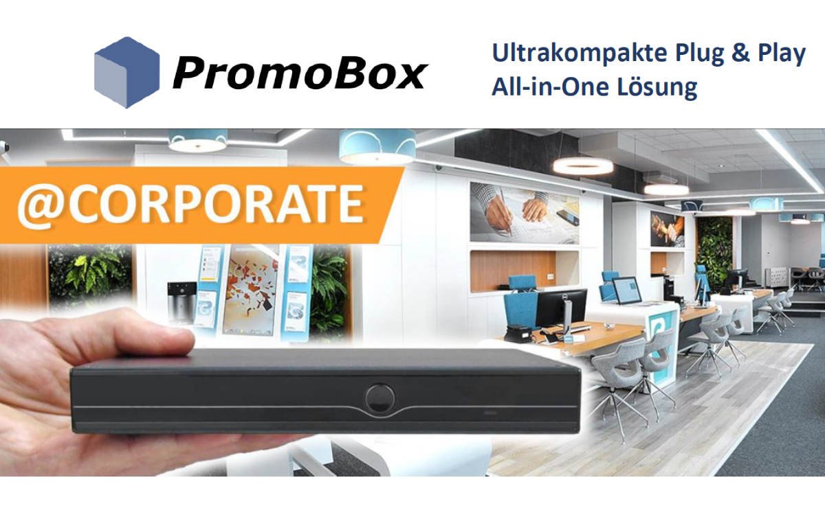 STiNO präsentiert seine neue PromoBox @Corporate als AiO-Lösung für DIgital Signage (Foto: STiNO)