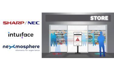 Sharp/NEC, intuiface und Nexmosphere kombinieren ihre Lösungen und stellen „Entrance Flow Management“ vor (Foto: Sharp/NEC, intuiface, Nexmosphere)