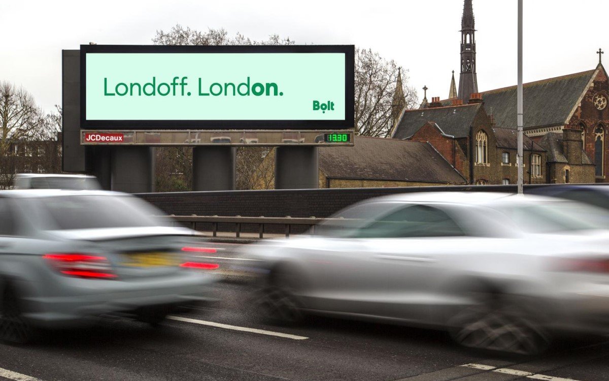 Kampagne von Bolt auf DooH von JCDecaux in London (Foto: JCdecaux)
