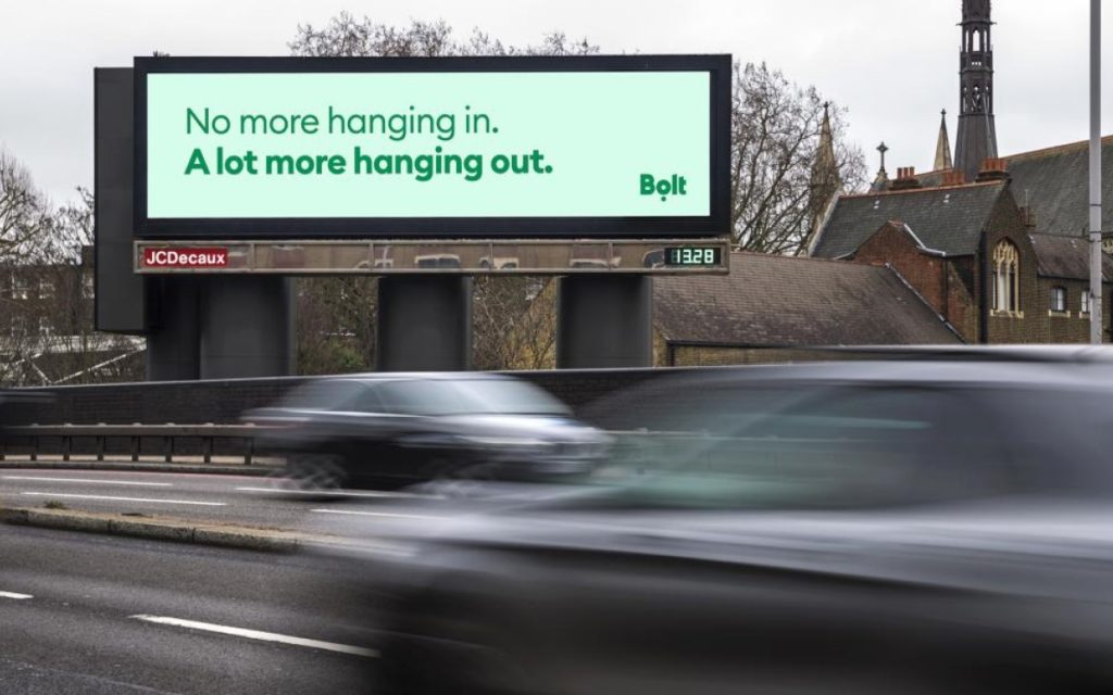 Kampagne von Bolt auf DooH von JCDecaux in London (Foto: JCdecaux)