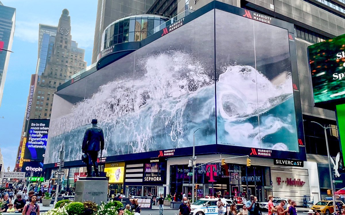 Silvercast zeigt die 3D-Illusion Whale auf dem Times Square, New York. (Bild: Silvercast Media)