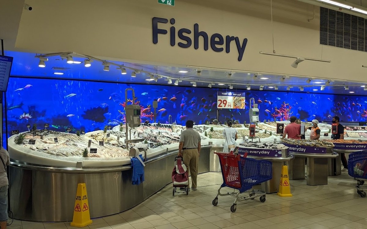 LED weckt Lust auf Fisch bei Carrefour in Dubai. (Foto: invidis)
