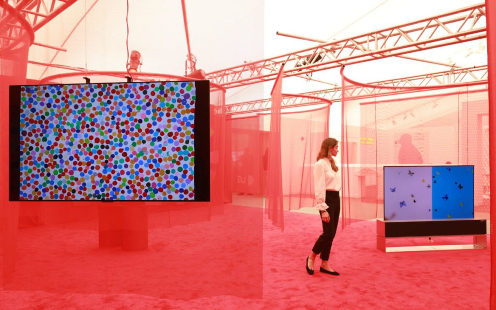 Auf der Frieze-Show werden Werke von Damien Hirstauf OLED-Screens von LG gezeigt. (Foto: LG Electronics)