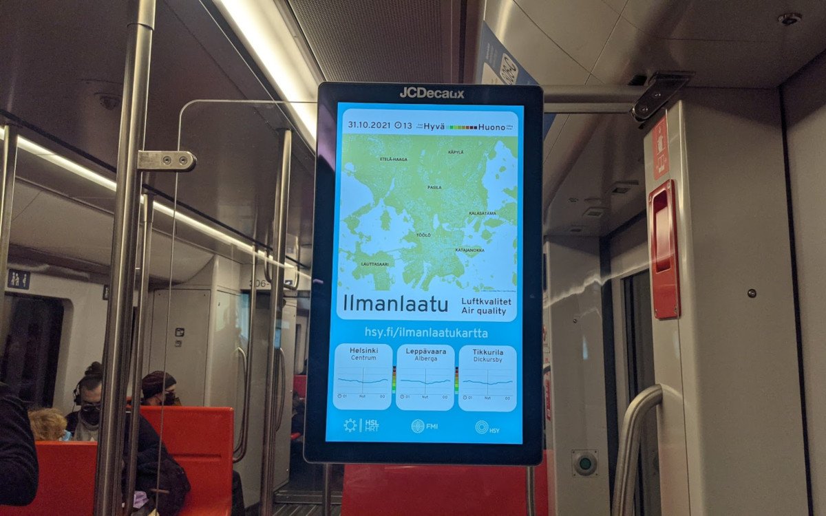Luftqualität auf DooH-Screens in Helsinki (Foto: invidis)