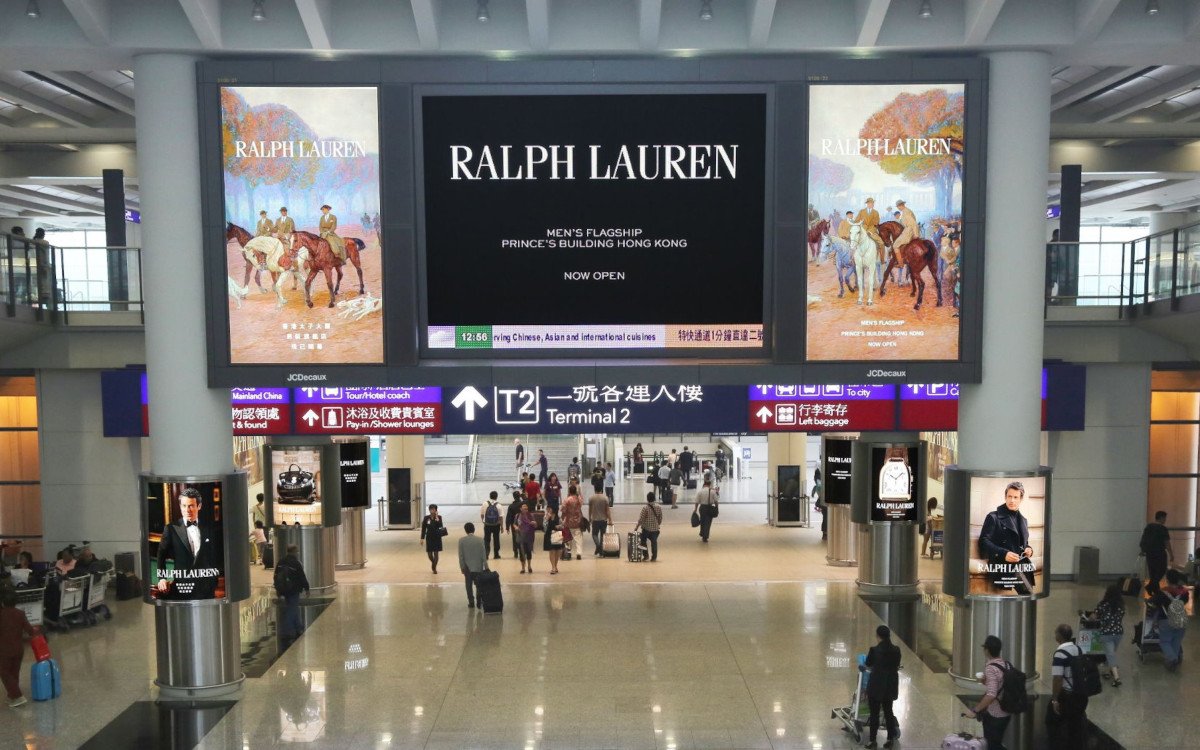allem Wachstum im DooH-Bereich - digitales Display am Hongkonger Flughafen (Symbolbild, Foto: JCDecaux)