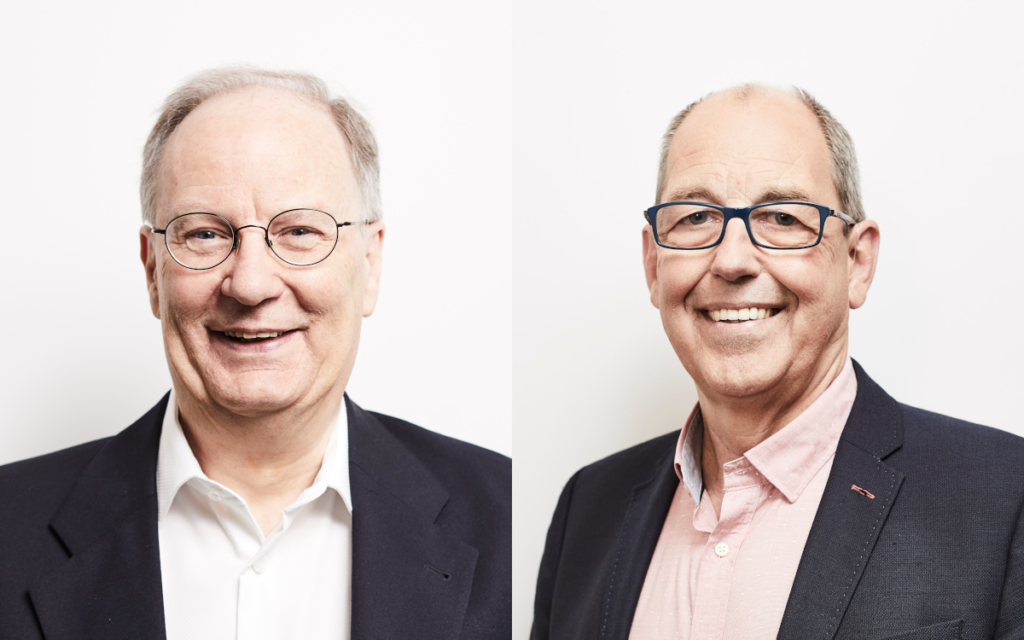 Die Gesellschafter Dirk Rose (l.) und Gerd Himmels ziehen sich aus der planus-Geschäftsführung zurück. (Fotos: planus media) 