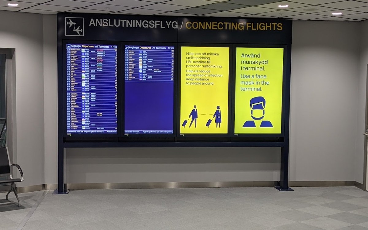 Digital Signage am Flughafen Stockholm Arlanda (Foto: invidis)