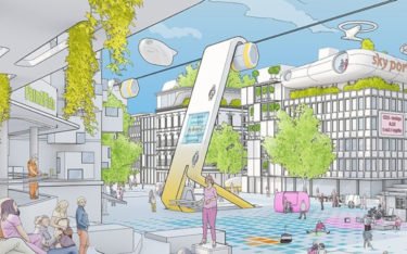 Wie wird öffentlicher Raum in Zukunft genutzt? Diese Frage ist auch für die DooH-Branche relevant. (Illustration: xoio GmbH/Foresight: Fraunhofer IAO)