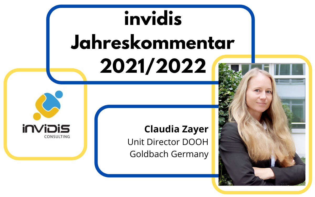 Claudia Zayer, Unit Director DOOH bei Goldbach Germany, im invidis Jahreskommentar 2021/2022. (Foto: Goldbach)