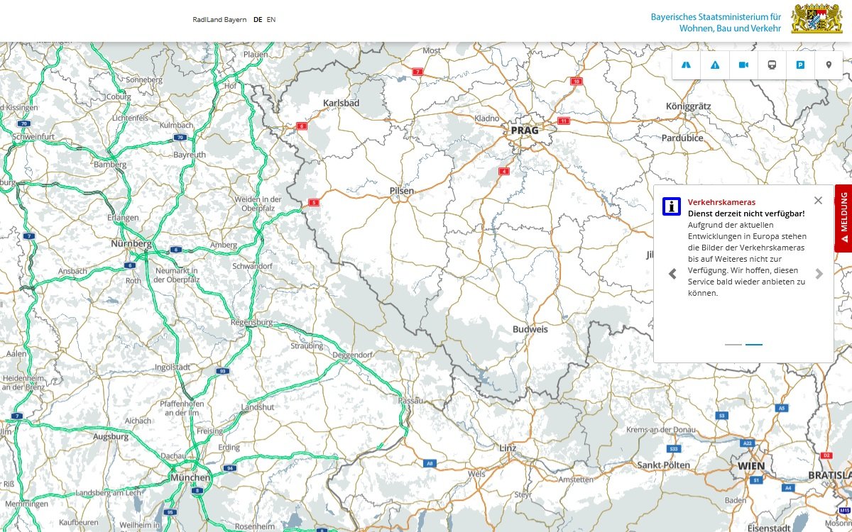 Keine Kameras für Autobahnreisende (Screenshot bayerninfo.de)