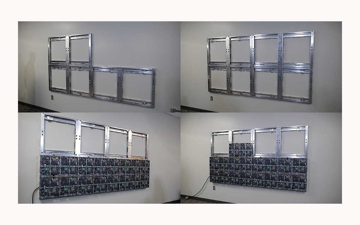 Mit dem Speed-Frame-System soll der Aufbau von Daktronics-LED-Displays auch an unebenen Wänden schneller gehen. (Foto: Daktronics)