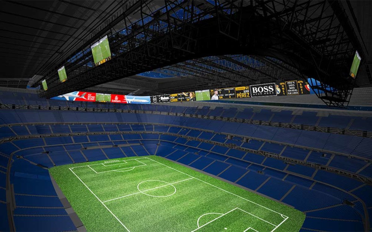 So soll die neue LED-Anzeige für Real Madrid aussehen. (Simulation; Foto: Daktronics)