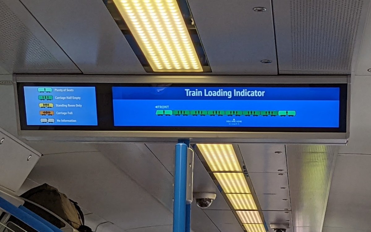 Füllstandsanzeiger im Zug von Thameslink (Foto. invidis)